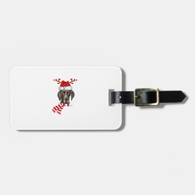 Deutscher Kurzläufer-Pointer Dog Antlers Santa Chr Gepäckanhänger (Vorderseite horizontal)