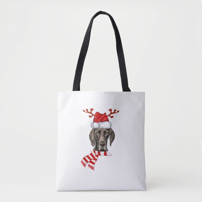 Deutscher Kurzläufer-Pointer Dog Antlers Santa Chr Tasche (Vorderseite)