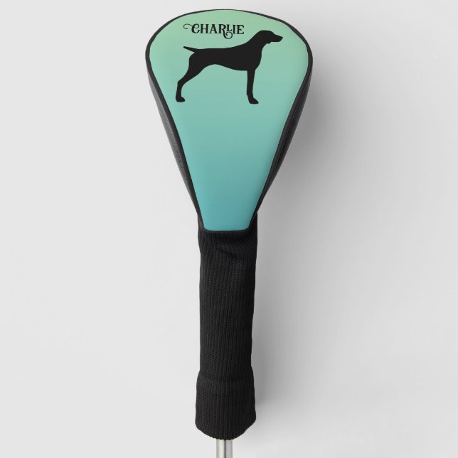 Deutscher Kurzläufer-Silhouette-Individuelle Name Golf Headcover (Vorderseite)