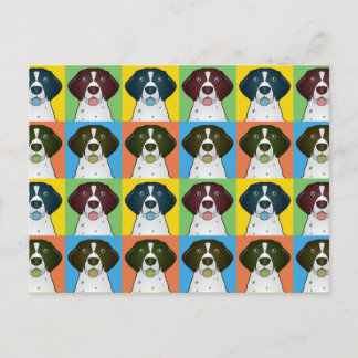 Deutscher Kurzportier-Hund-Cartoon Pop-Art Postkarte
