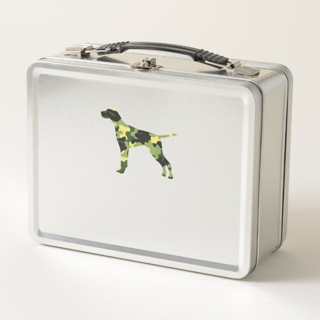 Deutscher Kurzzeiger _ Hund Camouflage Silhouette Metall Brotdose (Vorderseite)