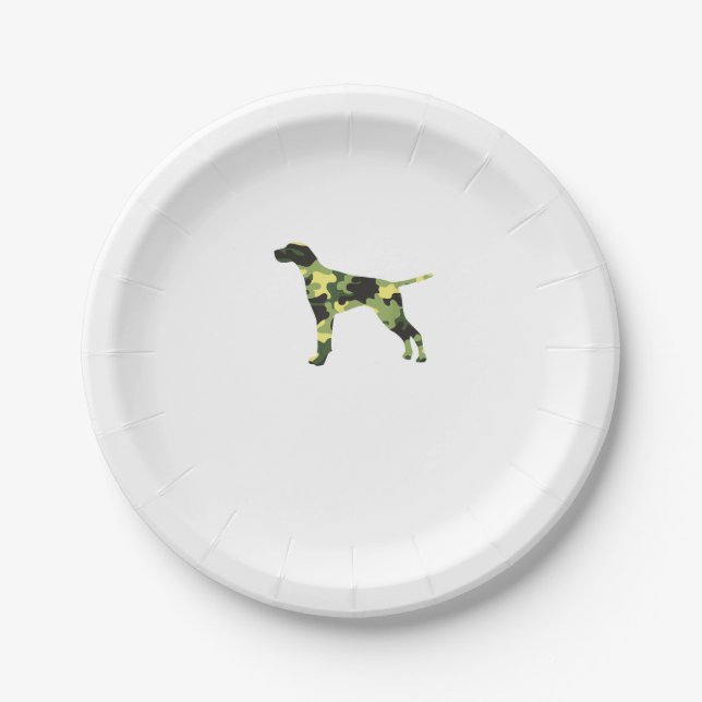 Deutscher Kurzzeiger _ Hund Camouflage Silhouette Pappteller (Vorderseite)