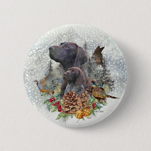Deutscher Kurzzeiger im Winter Button (Vorderseite)