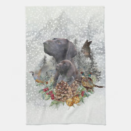 Deutscher Kurzzeiger im Winter Geschirrtuch