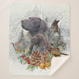 Deutscher Kurzzeiger im Winter Sherpadecke