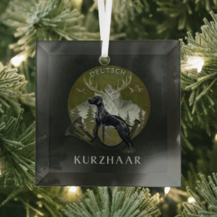 Deutscher Kurzzeiger , Jagdlogo Ornament Aus Glas