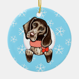 Deutscher Kurzzeiger - Schnee Keramikornament