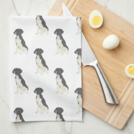 Deutscher Kurzzeiger (Schwarz & Weiß) Geschirrtuch
