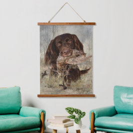 Deutscher Langhaariger Pointer Wandteppich Mit Holzrahmen