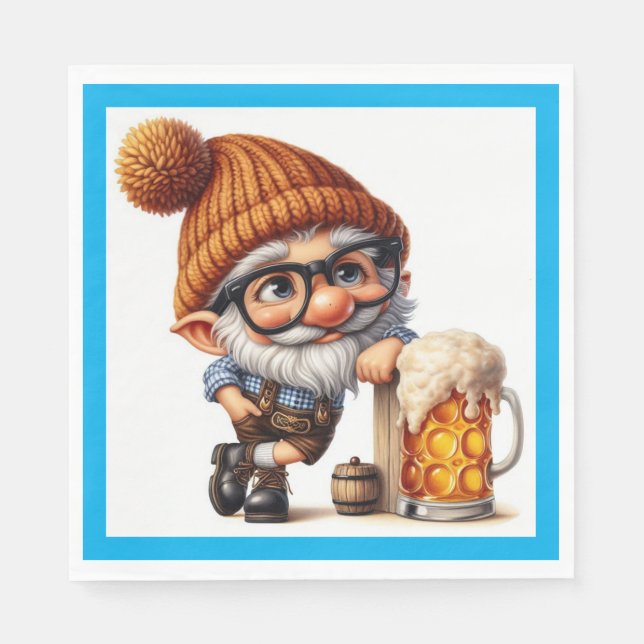 Deutscher Oktoberfest Beer Gnome Serviette (Vorderseite)