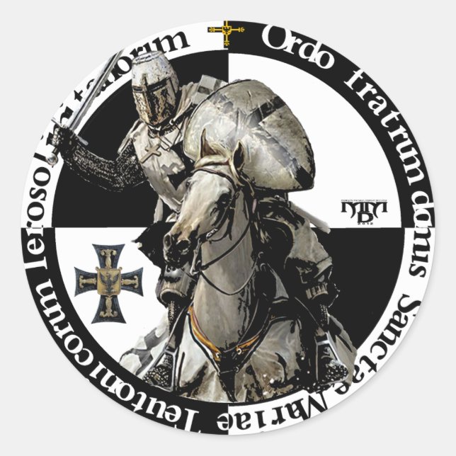 Deutscher Orden Ritter im Angriff Aufkleber (Vorderseite)