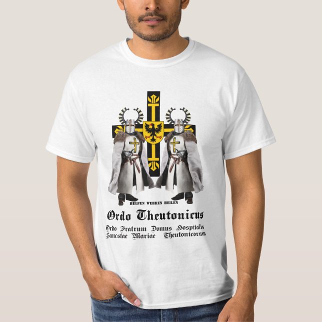 Deutscher Orden zwei Ritter mit Ordenswappen T-Shirt (Vorderseite)