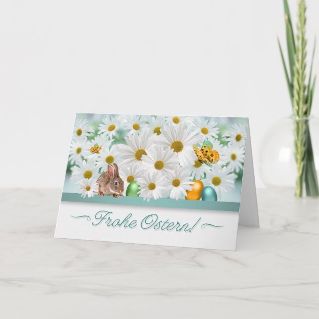 DEUTSCHER Oster Daisy Garden Bunny und Eier Karte (Vorderseite)