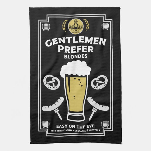 Deutscher Pilsner Beer und Wurst Geschirrtuch (Vertikal)