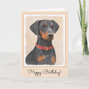 Deutscher Pinscher Malerei Originale Tierkunst Karte