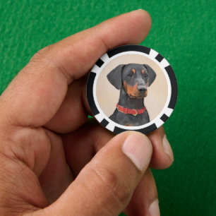 Deutscher Pinscher Malerei Originale Tierkunst Pokerchips
