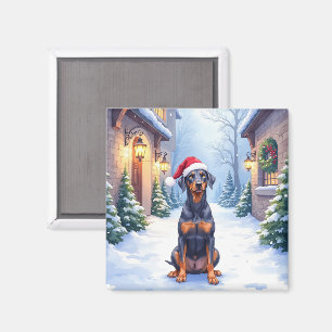 Deutscher Pinscher Schneidiger Hof Santa-Hut Magnet