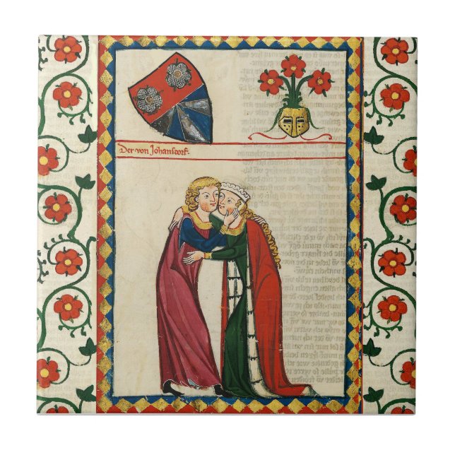DEUTSCHER POET, SEINE SCHÖNE LADY, MITTELALTERLICH FLIESE (Vorderseite)