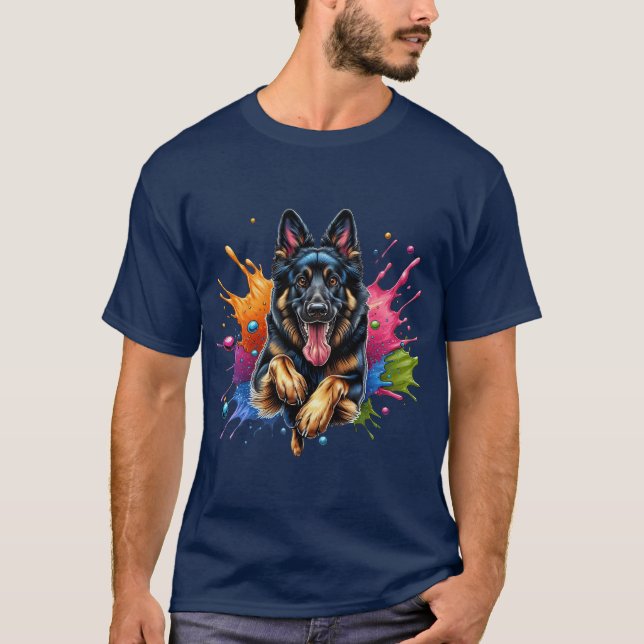 Deutscher Schäfer-Splash T-Shirt (Vorderseite)