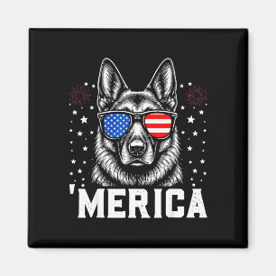 Deutscher Schäferhund 4. Juli Amerika USA-Flagge  Magnet