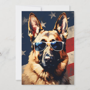 Deutscher Schäferhund 4. Juli Unabhängigkeitstag Feiertagskarte