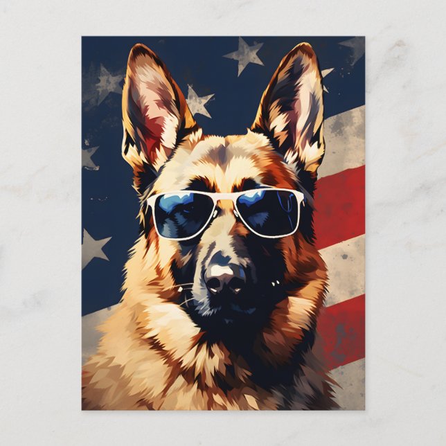 Deutscher Schäferhund 4. Juli Unabhängigkeitstag Postkarte (Vorderseite)