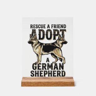 Deutscher Schäferhund Adoption Vintage Rettungshun Acrylschild