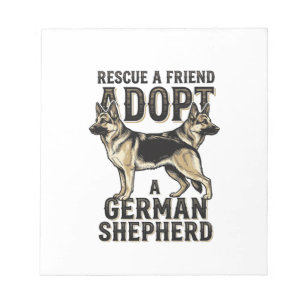 Deutscher Schäferhund Adoption Vintage Rettungshun Notizblock