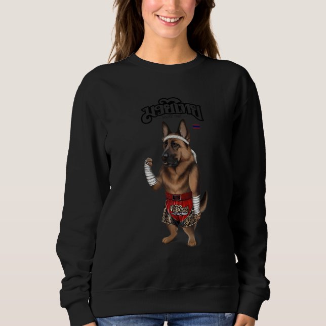 Deutscher Schäferhund als Muay Thai Kick Boxing Ch Sweatshirt (Vorderseite)
