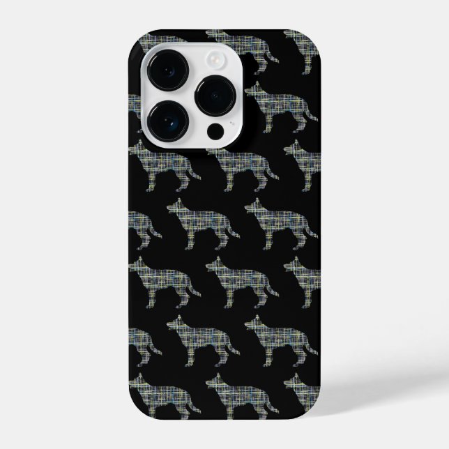 Deutscher Schäferhund Alsatian Hund Silhouette Gri iPhone 14 Pro Hülle (Rückseite)