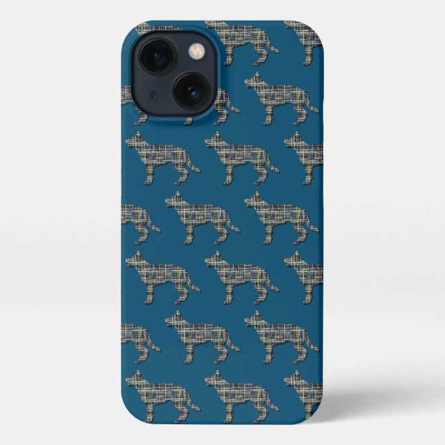 Deutscher Schäferhund Alsatian Hund Silhouette Gri iPhone Hülle (Rückseite)