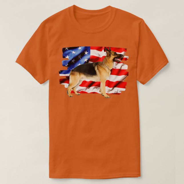 Deutscher Schäferhund, amerikanische Flagge, 4. Ju T-Shirt (Design vorne)