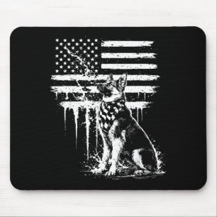 Deutscher Schäferhund amerikanische Flagge 4. Juli Mousepad