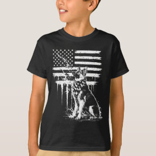 Deutscher Schäferhund amerikanische Flagge 4. Juli T-Shirt