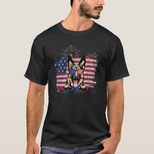 Deutscher Schäferhund Amerikanische Flagge 4. Juli T-Shirt
