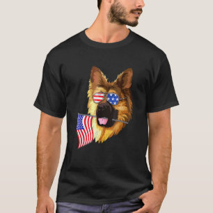 Deutscher Schäferhund Amerikanische Flagge Patriot T-Shirt