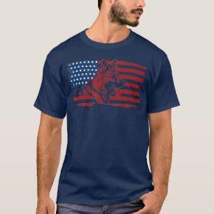 Deutscher Schäferhund amerikanische Flagge Patriot T-Shirt