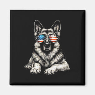 Deutscher Schäferhund Amerikanische Flagge Sungles Magnet