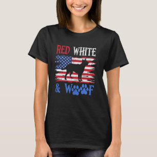Deutscher Schäferhund Amerikanische Flagge USA Rot T-Shirt