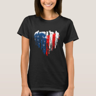 Deutscher Schäferhund Amerikanische Herzflagge Hun T-Shirt