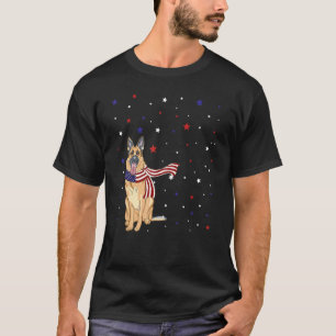 Deutscher Schäferhund Amerikanisches Flaggentuch 4 T-Shirt