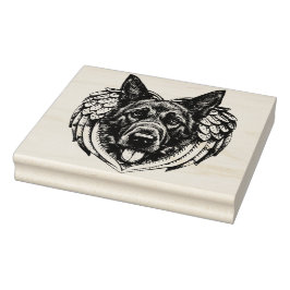 Deutscher Schäferhund Angel Hundeleiter Kunstbeisp Gummistempel