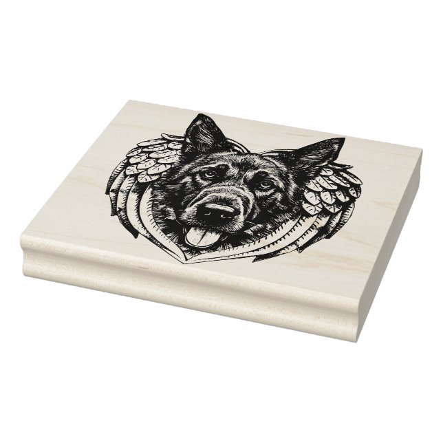 Deutscher Schäferhund Angel Hundeleiter Kunstbeisp Gummistempel (Stempel)