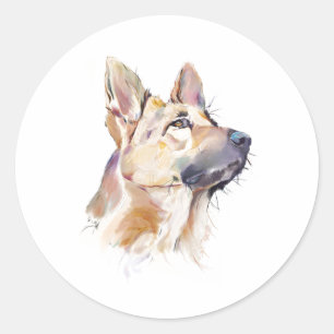 Deutscher Schäferhund Aquarell, Aufkleber