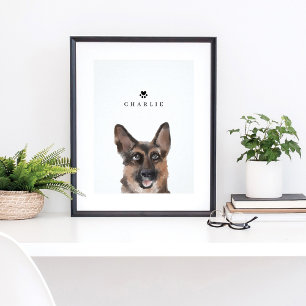 Deutscher Schäferhund Aquarellbilder Name des Hund Poster