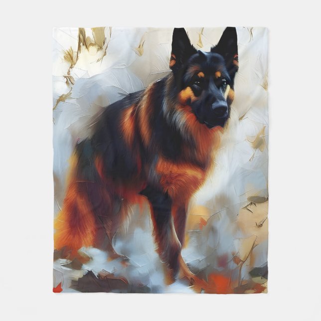 Deutscher Schäferhund Atemberaubend Portrait Fleecedecke (Vorderseite)