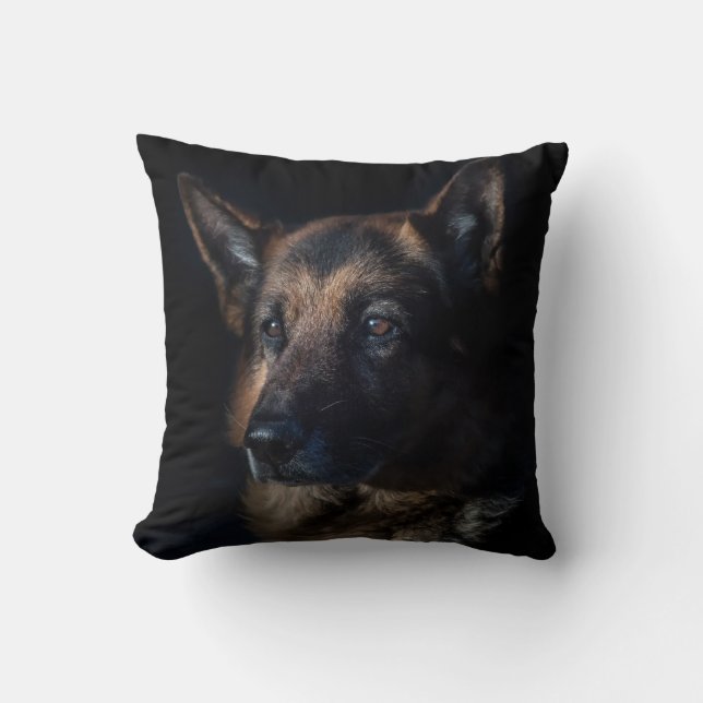 Deutscher Schäferhund auf schwarz Kissen (Vorderseite)