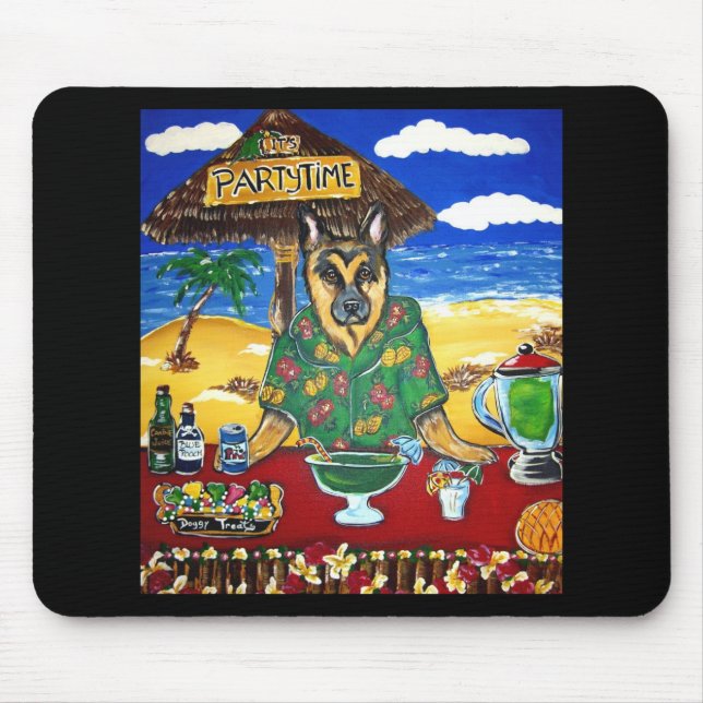 Deutscher Schäferhund-Barkeeper Mousepad (Vorne)
