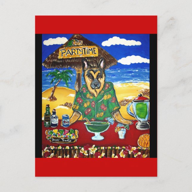 Deutscher Schäferhund-Barkeeper Postkarte (Vorderseite)