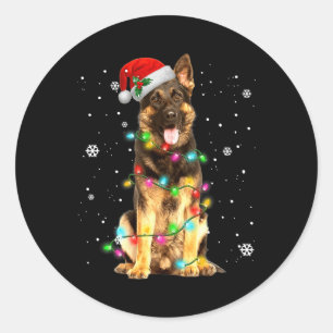 Deutscher Schäferhund Baum Weihnachten Xmas Hunde  Runder Aufkleber